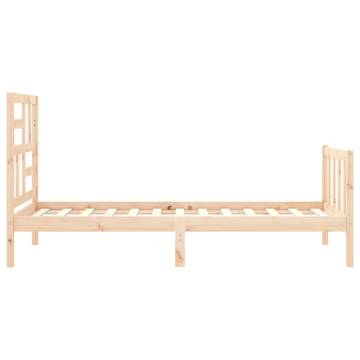 Solid Wood Small Single Bed Frame with Headboard