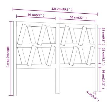 Stylish Grey Bed Headboard - Solid Pine Wood - 126x4x100 cm