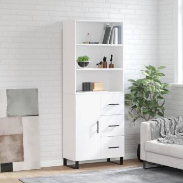 Stylish Highboard White 69.5x34x180 cm | Hipo Market