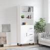 Highboard White 69.5x34x180 cm Engineered Wood Colour white Quantity in Package 1 Model 1 door 3 drawers 