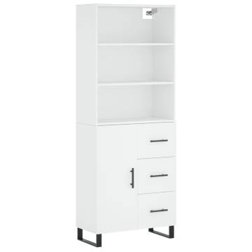 Stylish Highboard White 69.5x34x180 cm | Hipo Market