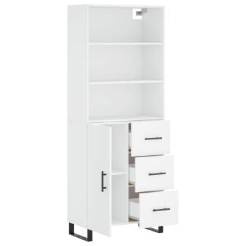 Stylish Highboard White 69.5x34x180 cm | Hipo Market