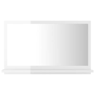 High Gloss White Bathroom Mirror 60x10.5x37 cm | HipoMarket