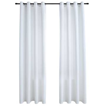 Off White Blackout Curtains with Metal Rings - 2 pcs | HipoMarket