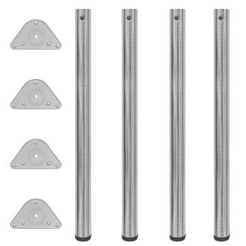 Height Adjustable Table Legs - Brushed Nickel, 870 mm