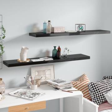 Floating Wall Shelves Set - High Gloss Black - 2 pcs