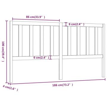 Stylish Pine Bed Headboard - Honey Brown - 186x4x100 cm