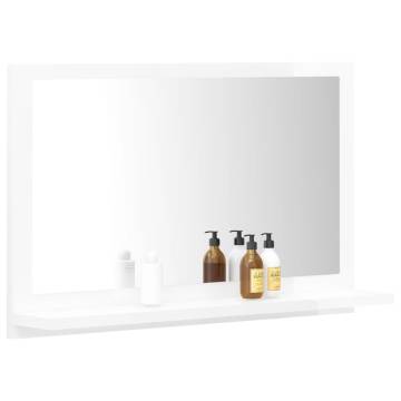 High Gloss White Bathroom Mirror 60x10.5x37 cm | HipoMarket