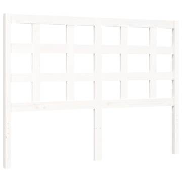 Stylish White Bed Frame with Headboard - 140x190 cm Solid Wood