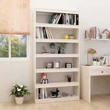 White Book Cabinet & Room Divider | 100x30x200 cm Pinewood