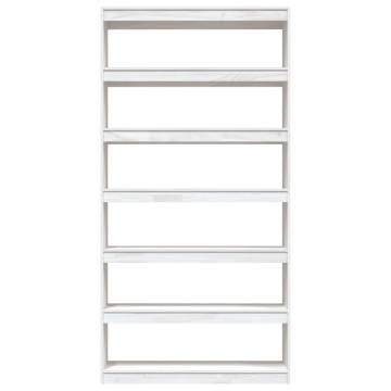 White Book Cabinet & Room Divider | 100x30x200 cm Pinewood