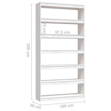 White Book Cabinet & Room Divider | 100x30x200 cm Pinewood