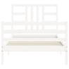 Solid Wood Bed Frame with Headboard - White 100x200 cm