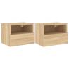 Sonoma Oak TV Wall Cabinets - 2 pcs Slim Design for Any Space