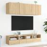 Sonoma Oak TV Wall Cabinets - 2 pcs Slim Design for Any Space