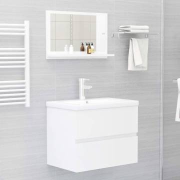 High Gloss White Bathroom Mirror 60x10.5x37 cm | HipoMarket