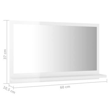 High Gloss White Bathroom Mirror 60x10.5x37 cm | HipoMarket