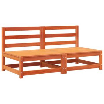 Garden Sofas Armless 2 pcs - Solid Pine Wax Brown | Hipo Market