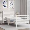 White Solid Wood Bed Frame with Headboard 100x200 cm