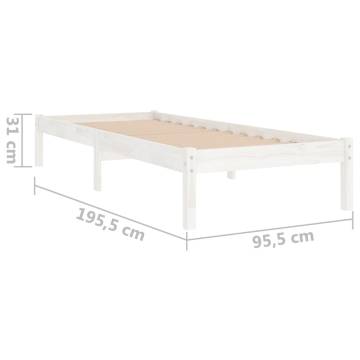 White Solid Wood Bed Frame 90x190 cm - Modern Design