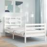 Bed Frame with Headboard White 100x200 cm Solid Wood Colour white Size 100 x 200 cm 