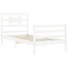 Stylish White Bed Frame with Headboard - 100x200 cm Solid Wood