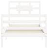 Stylish White Bed Frame with Headboard - 100x200 cm Solid Wood