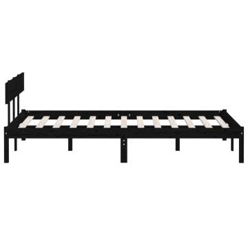 Black Solid Wood Pine Bed Frame 150x200 cm King Size | Hipomarket