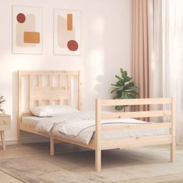 Solid Wood Bed Frame with Headboard 100x200 cm | HipoMarket