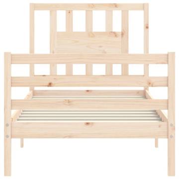 Solid Wood Bed Frame with Headboard 100x200 cm | HipoMarket