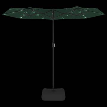 Double-Head Parasol with LEDs Green - 316x240 cm | HipoMarket