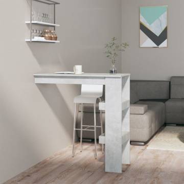 Wall Bar Table Concrete Grey | Stylish Engineered Wood Design