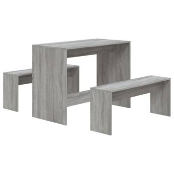 3 Piece Dining Set Grey Sonoma Engineered Wood | Hipomarket