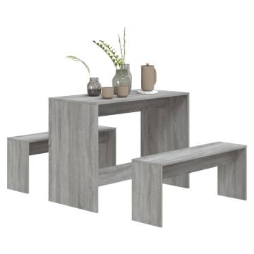 3 Piece Dining Set Grey Sonoma Engineered Wood | Hipomarket