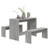 3 Piece Dining Set Grey Sonoma Engineered Wood | Hipomarket