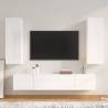 4 Piece High Gloss White TV Cabinet Set - Stylish Storage