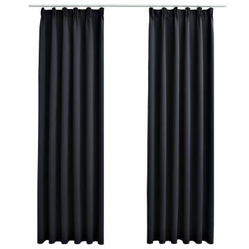 Blackout Curtains with Hooks - 2 pcs Black 140x245 cm