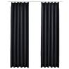 Blackout Curtains with Hooks - 2 pcs Black 140x245 cm