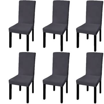 Straight Stretchable Chair Cover 6 pcs Anthracite - Hipo Market