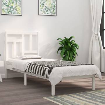 White Solid Wood Bed Frame 75x190 cm Small Single | Hipo Market