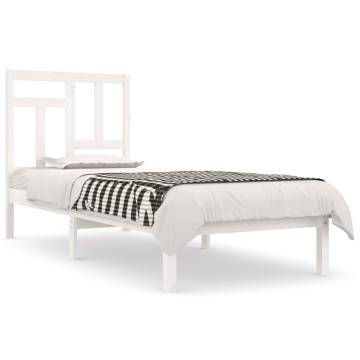 White Solid Wood Bed Frame 75x190 cm Small Single | Hipo Market