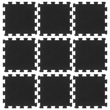 Rubber Floor Tiles 9 pcs Black - Durable 16mm Mats