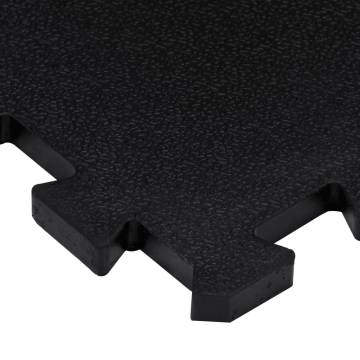 Rubber Floor Tiles 9 pcs Black - Durable 16mm Mats