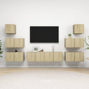 8 Piece TV Cabinet Set - Sonoma Oak Engineered Wood | HipoMarket