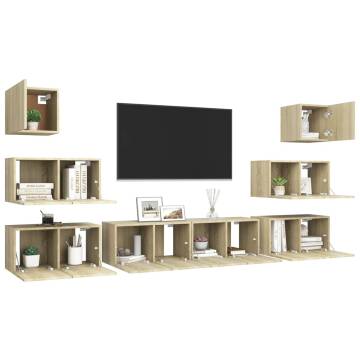 8 Piece TV Cabinet Set - Sonoma Oak Engineered Wood | HipoMarket