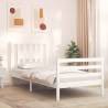 Bed Frame with Headboard White Single Solid Wood Colour white Size 90 x 190 cm 