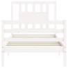 White Single Solid Wood Bed Frame with Headboard - HipoMarket