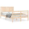 Solid Wood Small Double Bed Frame with Headboard | Hipomarket