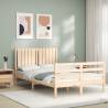 Solid Wood Small Double Bed Frame with Headboard | Hipomarket