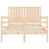 Solid Wood Small Double Bed Frame with Headboard | Hipomarket